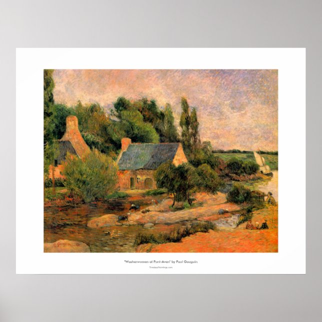 Paul Gauguin malt Washerwomen in Pont-Aven art Poster (Vorne)