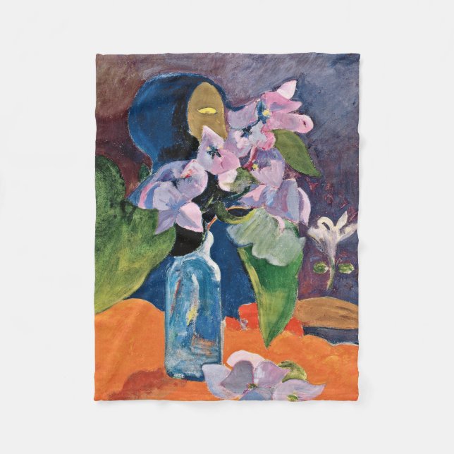 Paul Gauguin - noch Leben mit Blumen und Idol (C Fleecedecke (Vorderseite)
