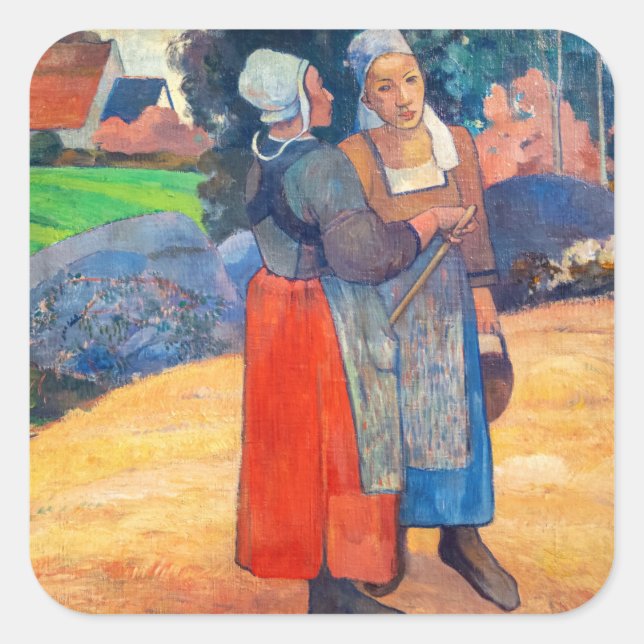 Paul Gauguin - Paysannes Bretonnes Quadratischer Aufkleber (Vorderseite)