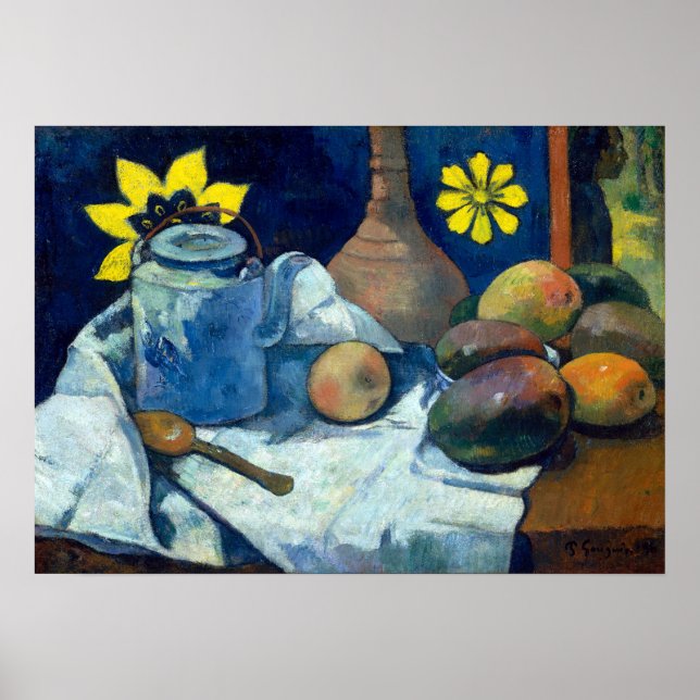 Paul Gauguin Still Life mit Teekanne und Obst Poster (Vorne)