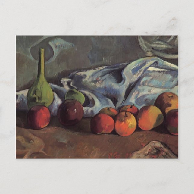 Paul Gauguin-Stillleben mit Äpfeln und grüner Vase Postkarte (Vorderseite)