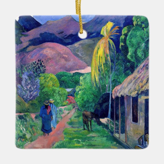 Paul Gauguin - Straße in Tahiti Keramikornament (Vorderseite)