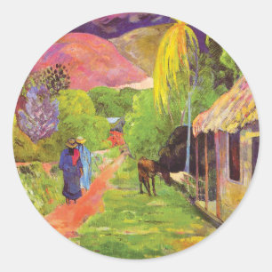 Paul-Gauguin-Straße in Tahiti Vintage Fine Art Runder Aufkleber