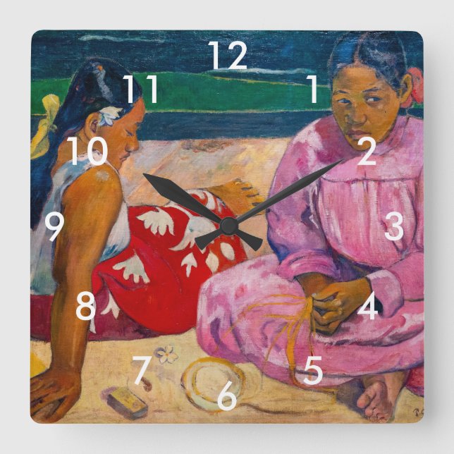 Paul Gauguin - Tahitianische Frauen Quadratische Wanduhr (Vorderseite)