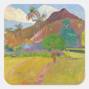 Paul Gauguin - Tahitianische Landschaft Quadratischer Aufkleber