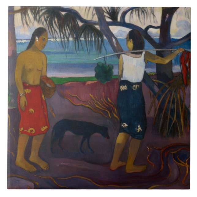 Paul Gauguin - Unter dem Pandanus Fliese (Vorderseite)