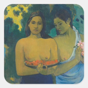 Paul Gauguin - Zwei Tahitianerinnen Quadratischer Aufkleber