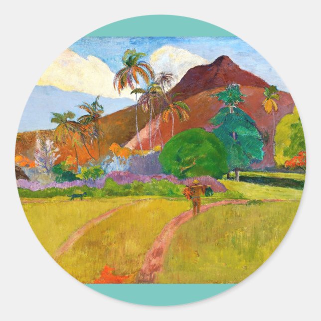 Paul Gauguins berühmtes Bild aus der Tahitianische Runder Aufkleber (Vorderseite)
