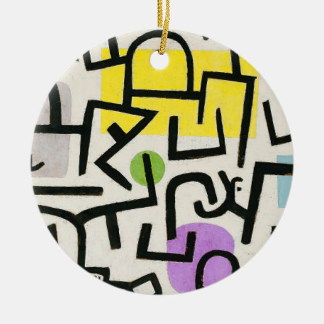 Paul Klee Abstrakt Expressionist Rich Harbour Keramik Ornament (Vorne)
