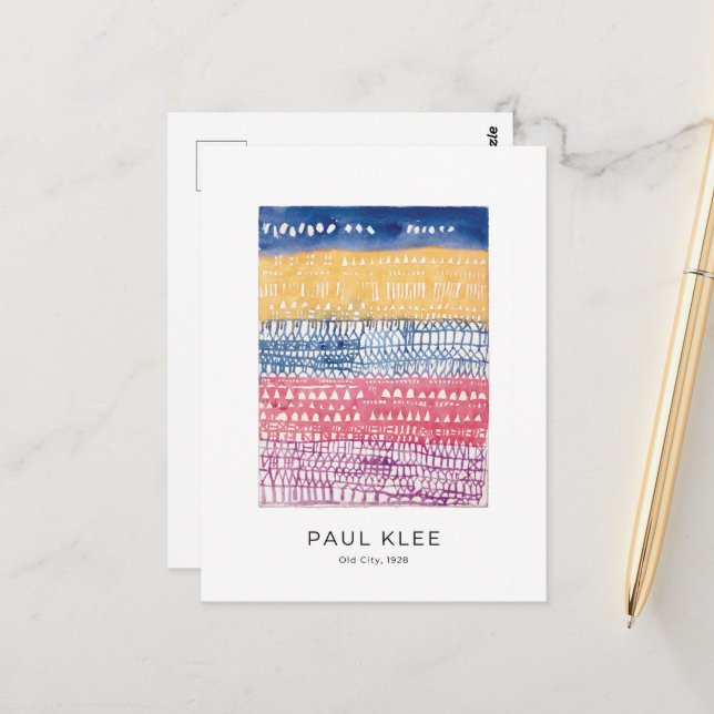 Paul Klee, Altstadt, farbenfrohe moderne Abstrakte Postkarte (Vorderseite/Rückseite Beispiel)