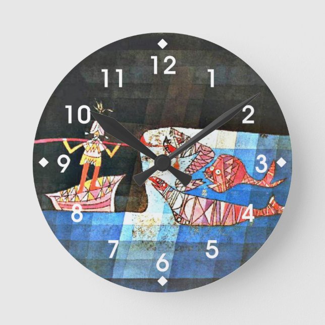 Paul Klee art - Der Seemann Runde Wanduhr (Vorderseite)