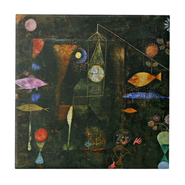 Paul Klee art: Fischmagie, berühmtes Klee-Gemälde Fliese (Vorderseite)