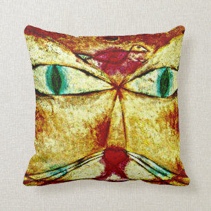 Paul Klee art: Katze und Vögel Kissen