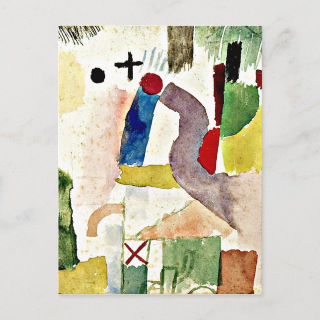 Paul Klee art - Pathetic Watercolor, Red Postkarte (Vorderseite)