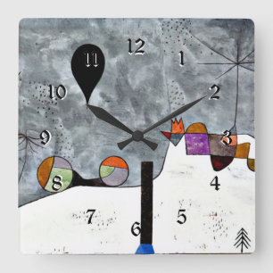 Paul Klee beliebtes Gemälde, Winter, Quadratische Wanduhr