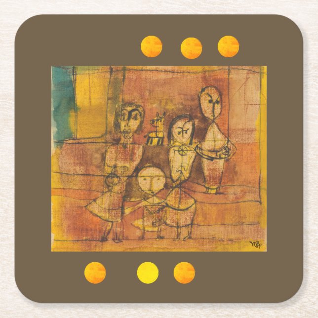 Paul Klee Children and Dog Rechteckiger Pappuntersetzer (Vorderseite)