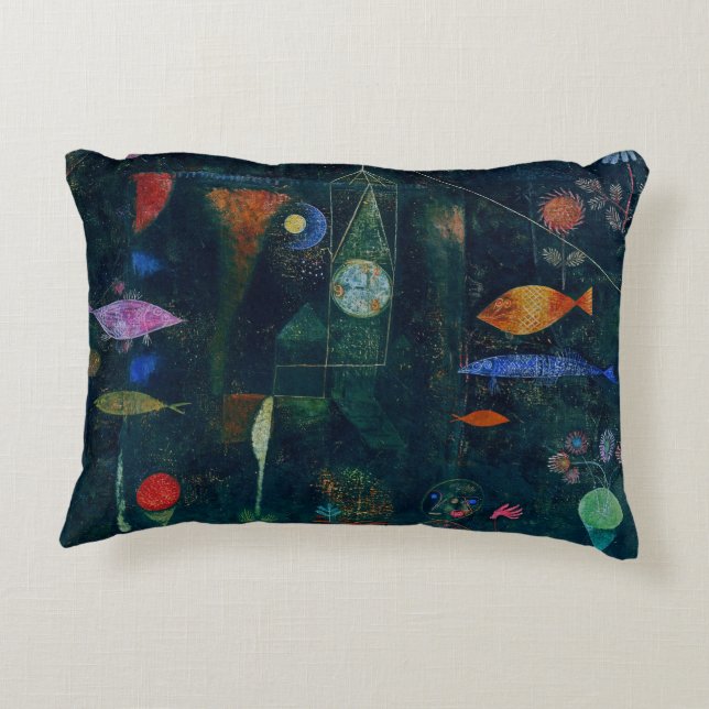 Paul Klee Fish Magic Abstrakte Malerei Grafik Dekokissen (Rückseite)