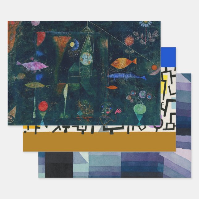 Paul Klee Fish Magic Abstrakte Malerei Grafik Geschenkpapier Set (Set)
