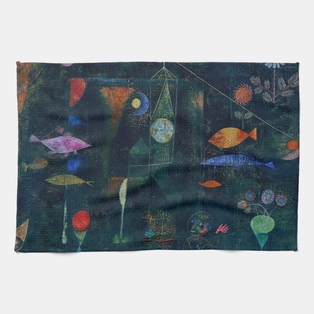 Paul Klee Fish Magic Abstrakte Malerei Grafik Geschirrtuch (Horizontal)