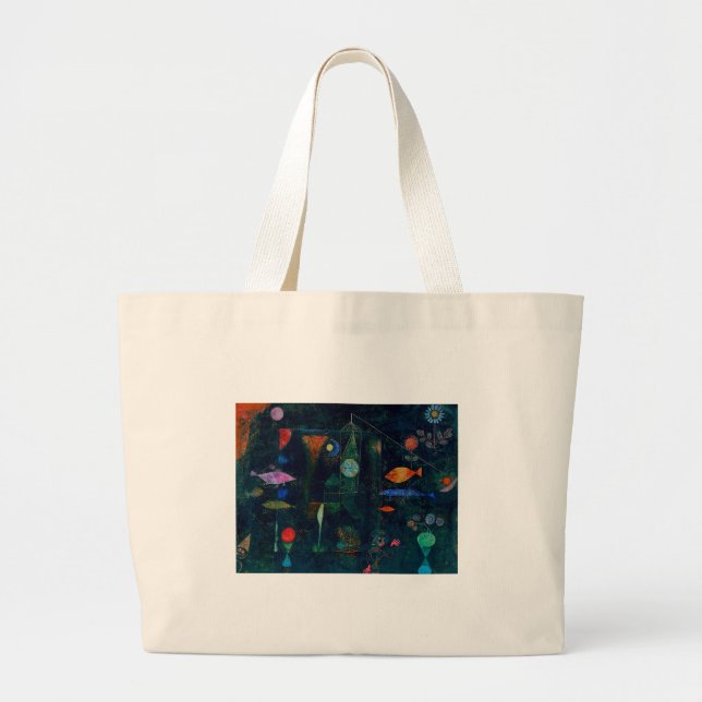 Paul Klee Fish Magic Abstrakte Malerei Grafik Jumbo Stoffbeutel (Vorne)