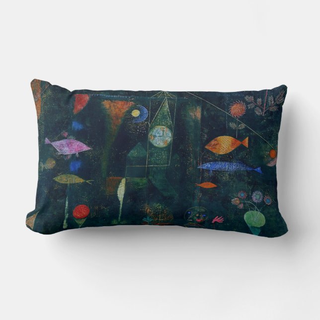 Paul Klee Fish Magic Abstrakte Malerei Grafik Lendenkissen (Vorderseite)