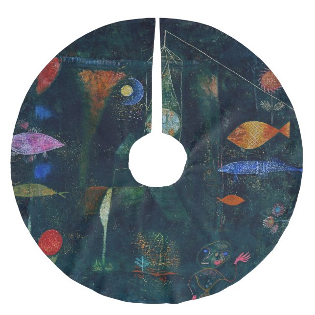 Paul Klee Fish Magic Abstrakte Malerei Grafik Polyester Weihnachtsbaumdecke (Vorderseite)
