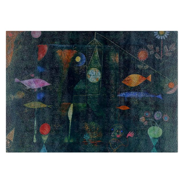 Paul Klee Fish Magic Abstrakte Malerei Grafik Schneidebrett (Vorderseite)