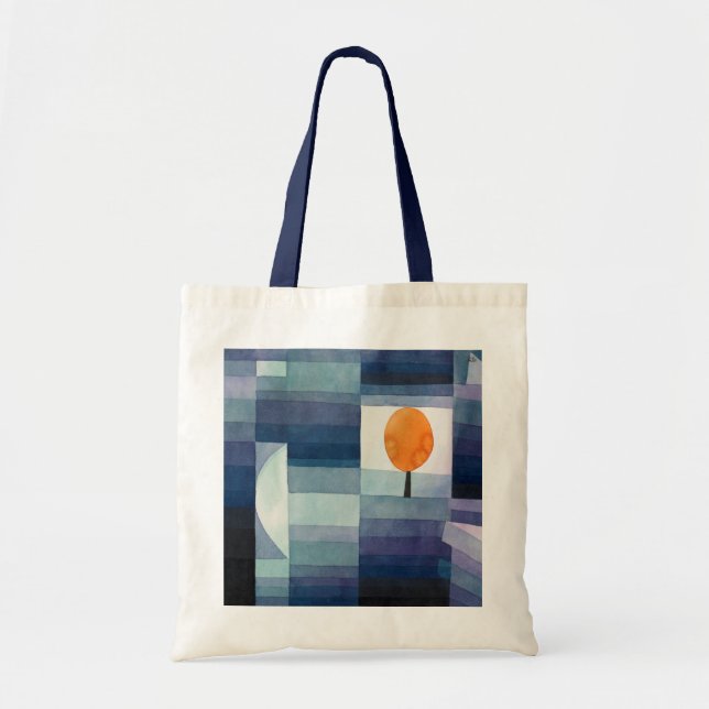 Paul Klee Harbinger vom Herbst. Geometrischer Blau Tragetasche (Vorne)