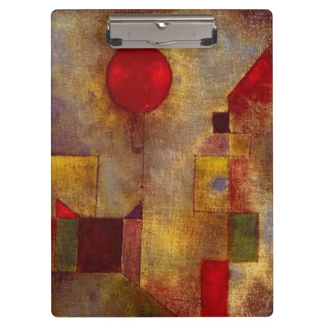 Paul Klee Red Balloon Abstrakte farbenfrohe Kunst Klemmbrett (Vorderseite)