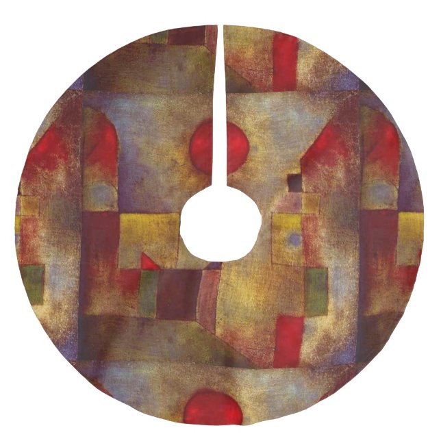 Paul Klee Red Balloon Abstrakte farbenfrohe Kunst Polyester Weihnachtsbaumdecke (Vorderseite)