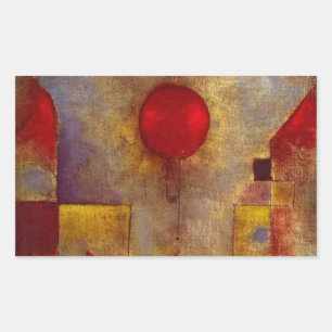 Paul Klee Red Balloon Abstrakte farbenfrohe Kunst Rechteckiger Aufkleber