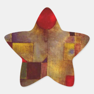 Paul Klee Red Balloon Abstrakte farbenfrohe Kunst Stern-Aufkleber