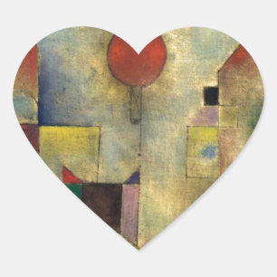 Paul Klee Red Balloon Herz-Aufkleber