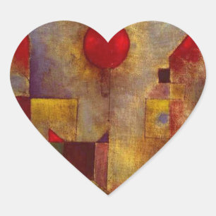 Paul Klee Roter Ballon Abstrakte Farbige Kunst  Herz-Aufkleber