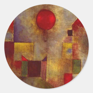Paul Klee Roter Ballon Abstrakte Farbige Kunst Runder Aufkleber
