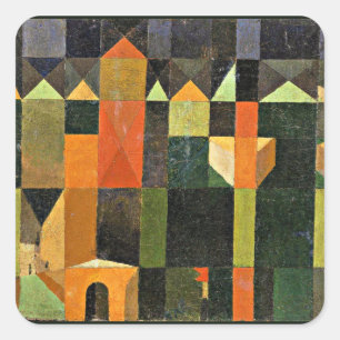 Paul Klee - Stadt der Türme Quadratischer Aufkleber