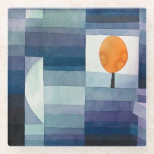 Paul Klee Vorbote des Herbstes Blau Moderne Abstra Glasuntersetzer