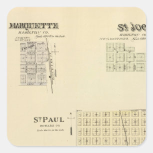 Paul, Marquette und St. Joe, Nebraska Quadratischer Aufkleber