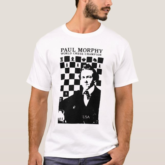 Paul Morphy Vintag Schachportrait T-Shirt (Vorderseite)