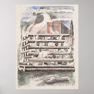 Paul Nash Funeral Pyre Poster - Retro Elegance