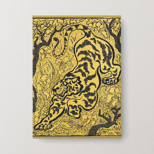 Paul Ranson Vintage Art Nouveau Gelber Tiger Druck Button