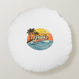 Paul Retro Sonnenuntergang Name Design Rundes Kissen