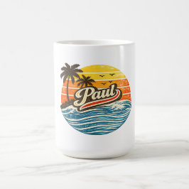 Paul Retro Sonnenuntergang Name Design Verwandlungstasse