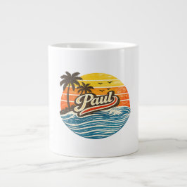 Paul Retro Sunset Name Design Jumbo-Tasse