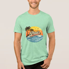 Paul Retro Sunset Name Design Tri-Blend Shirt
