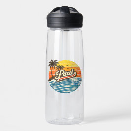 Paul Retro Sunset Name Design Trinkflasche