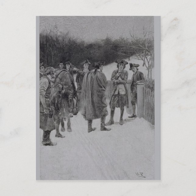Paul Revere bringt Nachrichten an Sullivan Postkarte (Vorderseite)
