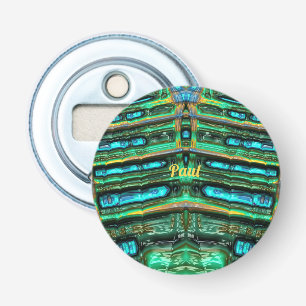 PAUL ~ Shades of Green Aqua Blue and Yellow 3D~ Flaschenöffner
