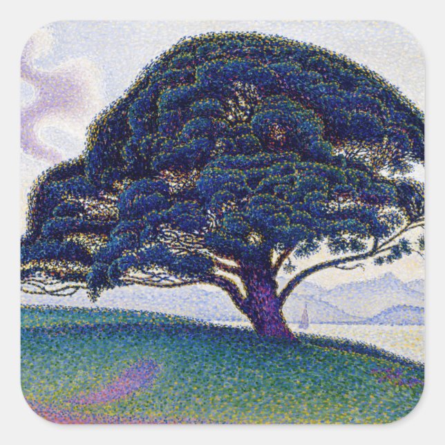 Paul Signac - Die Bonaventure-Kiefer Quadratischer Aufkleber (Vorderseite)