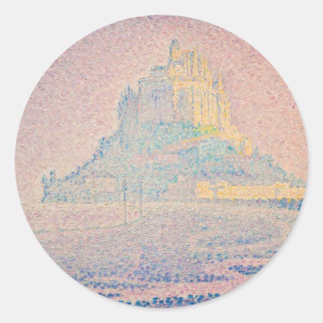 Paul Signac - Monte Saint Michel Fog und Sun Runder Aufkleber (Vorderseite)
